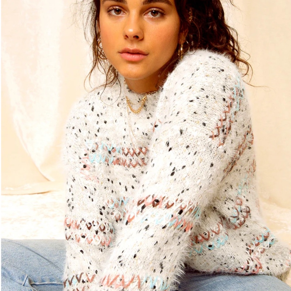 Anthropologie RAGA Multicolor Fay Eyelash Speckled Embroidered Sweater
Small